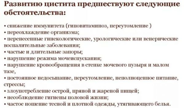 Причины возникновения цистита